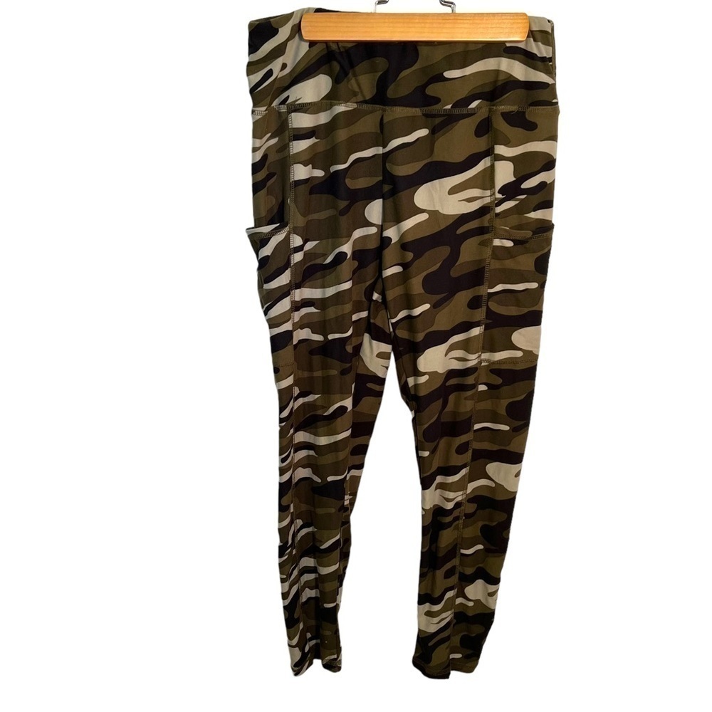 Planet Gold Women's Juniors Size Large High Rise Pocket Pull On Leggings Camo
